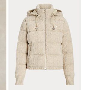 Polo Ralph Lauren Cable-Knit Hooded Down Coat